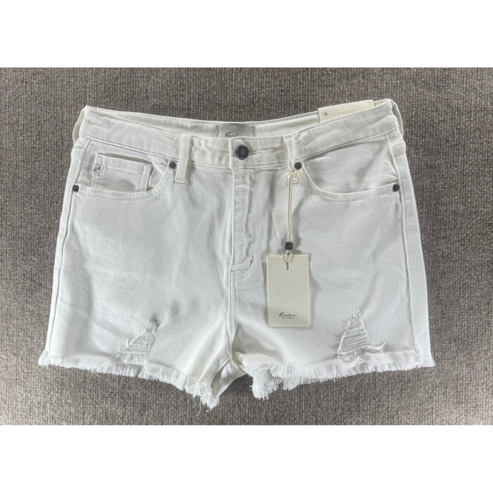 KanCan Womens High Rise Distressed White Denim Shorts XL KC7281WT-N